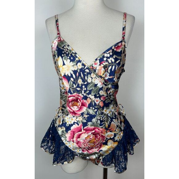 Victoria's Secret Other - Vintage 80s Victorias Secret Gold Label Lace floral satin bodysuit Large Teddy